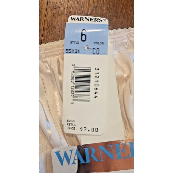 NWT VTG WARNERS Size 6 BRIGHT STRIPES HI-CUT BRIEF PANTIES #55131 Coral Peach - Picture 3 of 7